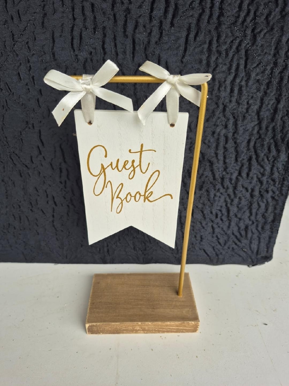 Hobby Lobby White and Gold Guest Book Banner Stand